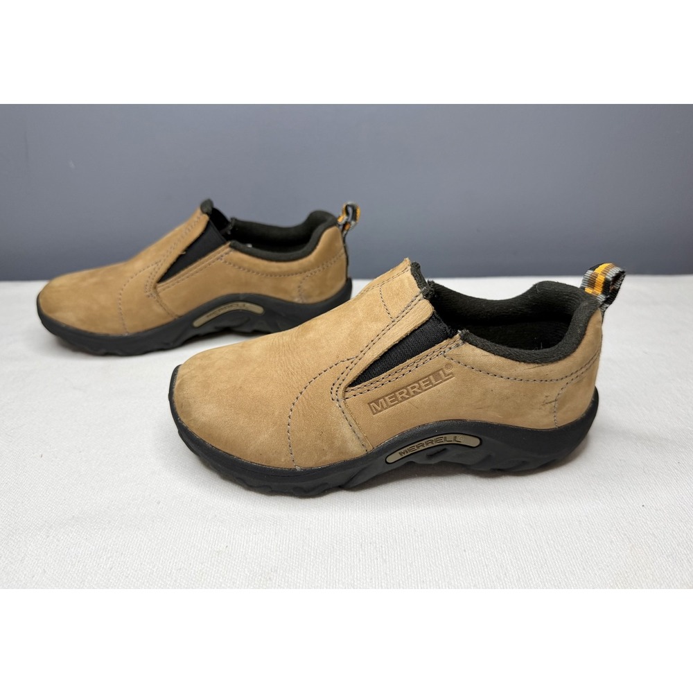 Merrell Jungle Moc Shoes Kids 12M Brown Leather Slip On Hiking Walking Casual